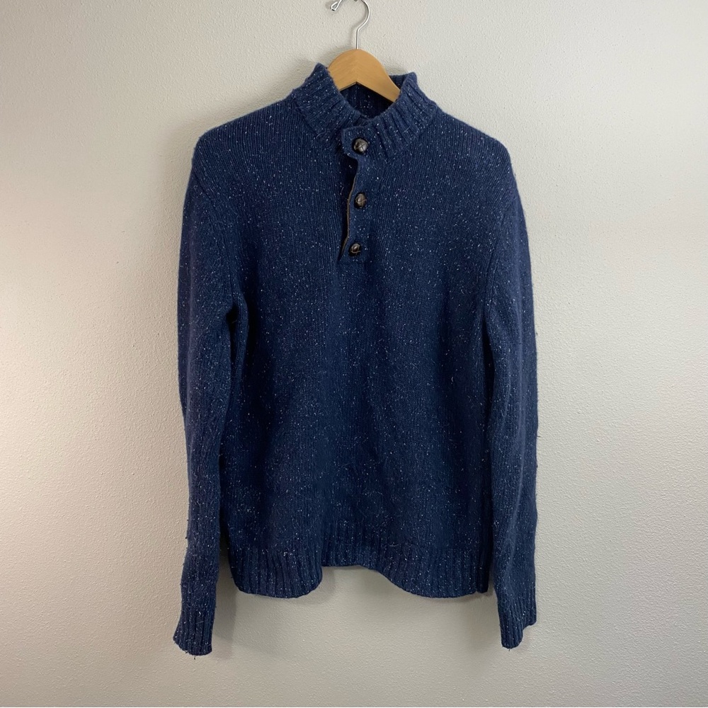 UNTUCKit Blue 1/4‎ Button Down Lambswool Sweater Mens Medium